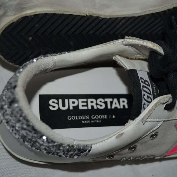 $625 Sz 36 6 Golden Goose Pink Star Superstar Glitter Heel Leather Snea… - Picture 7 of 10